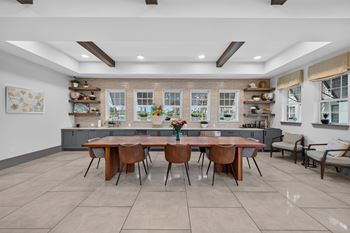 Craft room with ample work space and sink access